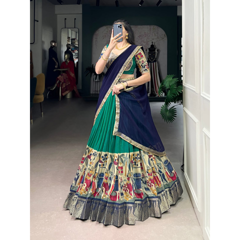 NITRIYA Kalamkari Printed With Zari Weaving Work Lehenga Choli