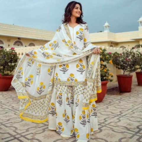 New Launch Cotton Printed Kurti SHARARA SET