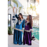 LW-9307 VELVET TOP-PALAZZO CO-OD SET WITH BATWA