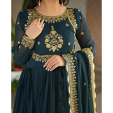 ZB-5051 New Designer Party Gown  & Dupatta Set