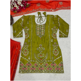(ND-5049) Heavy chinnon silk palazzo suit