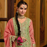 SURILI PREMIUM Multicolor Chinon Silk Palazzo Set