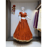 NEW HEAVY LAMPI BORDER ROMAN SILK LEHENGA SET