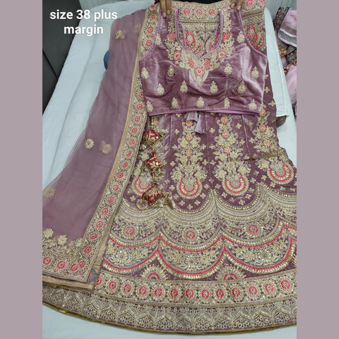 Lehenga Choli Set – Sequin, Velvet & Net Embroidered
