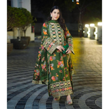 Đěsigner Party Wear Floral Chinon Silk Top Bottom & Dupatta Set