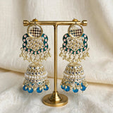 Kundan Jhumka Earrings with Pearl & Bead Tassels