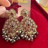 NOOR- Polki Style Earrings with Pearl & Bead Drops