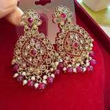 NOOR- Polki Style Earrings with Pearl & Bead Drops