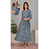 Maternity & Feeding PRINTED COTTON GOWNSTYLE KURTI