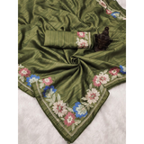 Traditional Soft Gadhwal Silk Embroidered Sarees