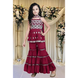 HK-126 Girls Festive & Party kurta Sharara with Dupatta set