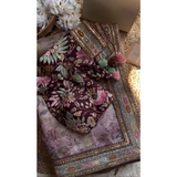 Designer sarees- PRINTED FLORAL ORGANZA SAREES