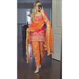 Sequence Party Wear Top Dhoti Salwar and Dupatta