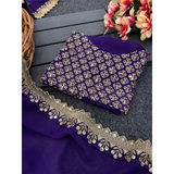 Georgette Sarees- Party Wear Sequence Blouse Saree