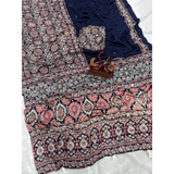 NC-5585 Most Demanding Ajrakh Mirrorwork saree collection