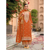 DNO 701 Embroidered Straight Cut Salwar Suit