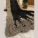 Designer Chiffon Georgette Fabric Cut- Work Style Saree