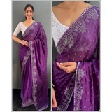 One-minute READY TO WEAR SAREE DAIMOND HOTFIX HIT DESIGN