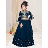 HK CREATION Crepe Georgette with Beautiful Embroidery Work
