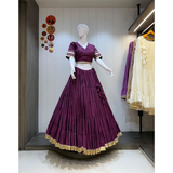 NEW HEAVY LAMPI BORDER ROMAN SILK LEHENGA SET