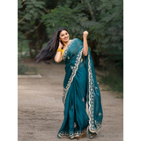 Fendi Satin Silk  Designer Saree Stitched Blouse