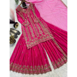 New Designer Party Wear Look Top- Sharara Palazzo Set