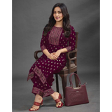 DNO ST034 New Rayon Super Hit Foil Print Kurti & Palazzos