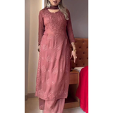 Chikankari Style Top Palazzo & Dupatta Set