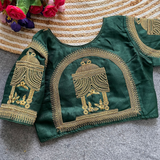 Phantom silk Blouse TEMPLE CODING, MOTI ZARI THREAD & AARI WORK