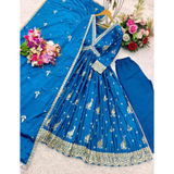 New Aliya-Cut Gown-Pant Dupatta Set