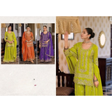 AAFRIN CHINON SILK EMBROIDERY SHARARA SETS