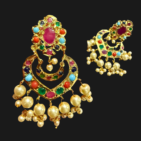 Navratan Jadau Multicolour Earrings