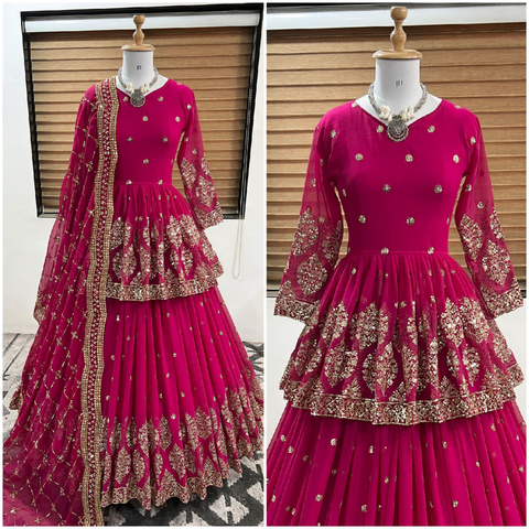 ZF-258 — Elegant Embroidered Sequence Designer Kediya Set