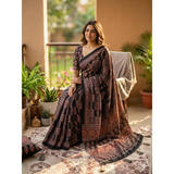 SF- 1117 Semi Gajji Ajrakh Print with Mirror
