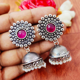 Oxidised Stone Jhumka Earrings
