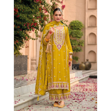 DNO 701 Embroidered Straight Cut Salwar Suit