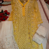 Chikankari Georgette Gotta kurti sharara sets.