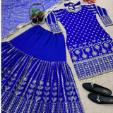 Royal Blue Gharara Sequence Party wear