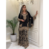 KF-1733 NEW DESIGNER HEAVY EMBROIDERY CHAIN SEQUENCE WORK SHARARA SET