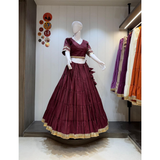 NEW HEAVY LAMPI BORDER ROMAN SILK LEHENGA SET
