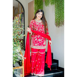 SRK-5302New Designer Party Wear Look Top-Plazzo and Dupatta
