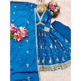 New Aliya-Cut Gown-Pant Dupatta Set