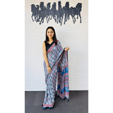 Real Mirror Work Semi Gajji Silk Soft and Smooth Saree