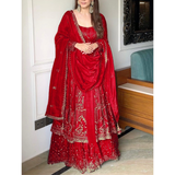 Noor Gold 1227 PARTY WEAR LONG TOP WITH LEHANGA