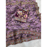 Designer sarees- PRINTED FLORAL ORGANZA SAREES