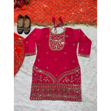 Sequence Party Wear Top Dhoti Salwar and Dupatta