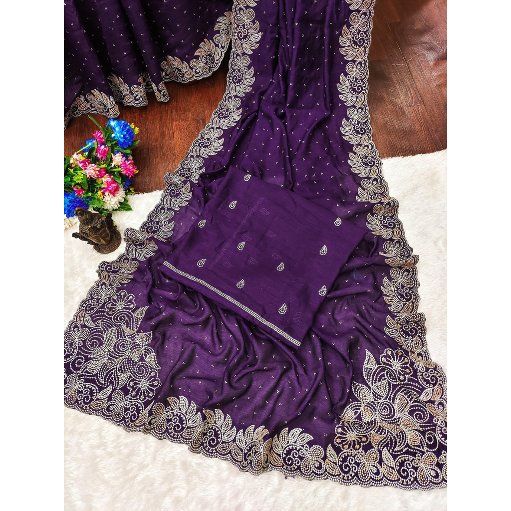 Beautiful Designer Diamond Style Work Collection Saree