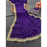 Georgette Sarees- Party Wear Sequence Blouse Saree