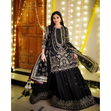 Đěsigner Heavy Faux Georgette Top Plazzo & Dupatta Set