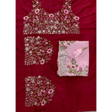 BLOOMING PINK Designer Saree with Stitched Blouse